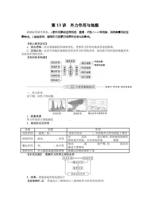 2022届新高考地理人教版一轮复习学案：5.13 外力作用与地貌 (含解析)