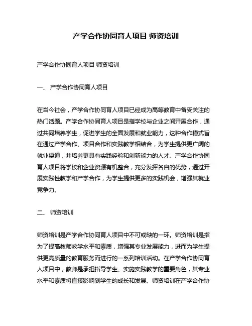 产学合作协同育人项目 师资培训