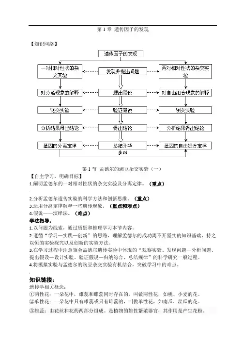 【全国百强校】河南省漯河高中高中生物必修二第1章--遗传因子的发现导学案