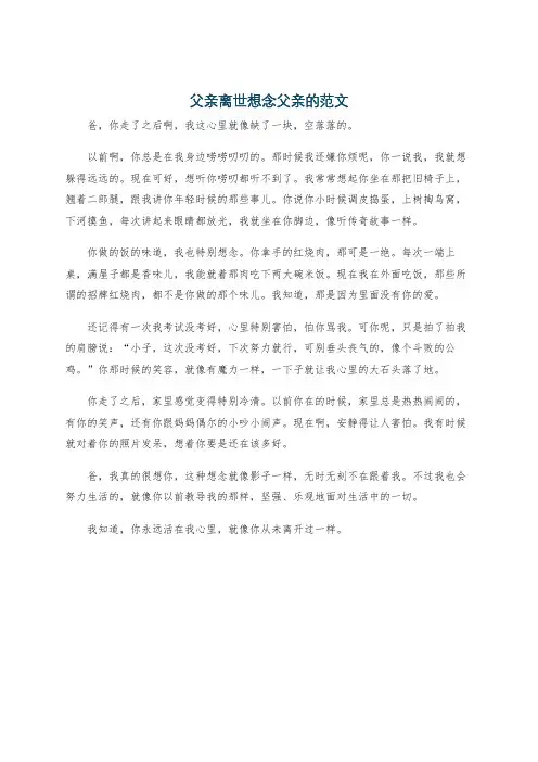 父亲离世想念父亲的范文