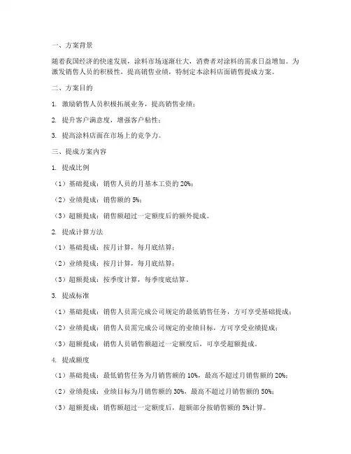 涂料店面销售提成方案