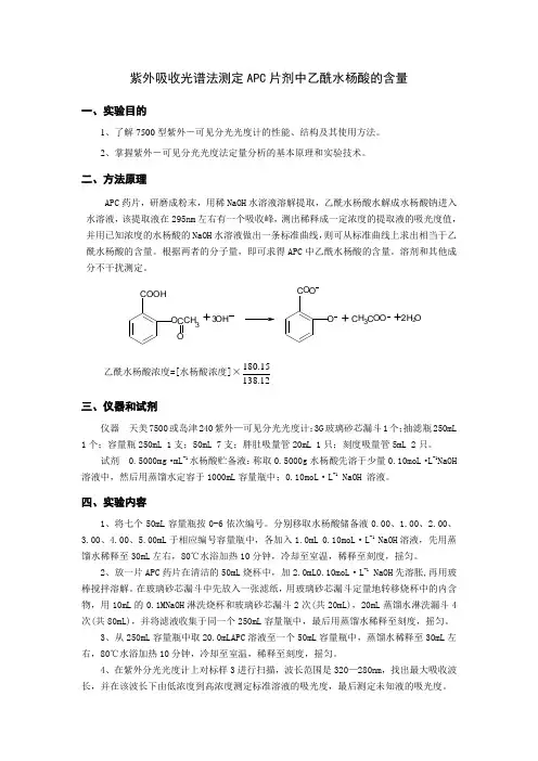 紫外分光度法测水杨酸
