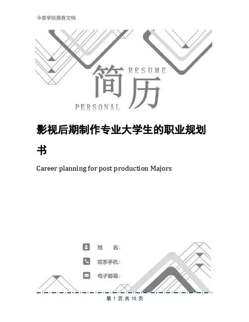 影视后期制作专业大学生的职业规划书