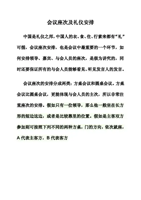 会议座次及礼仪安排(附图)