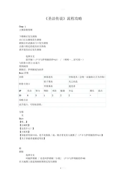 圣洁传说攻略全集合