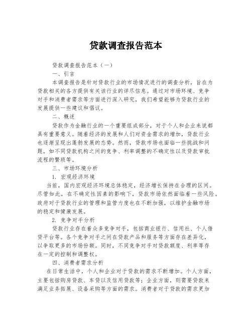 贷款调查报告范本