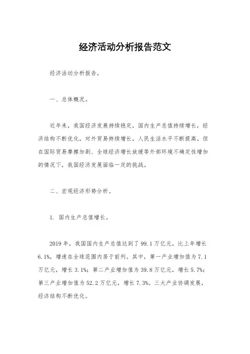经济活动分析报告范文