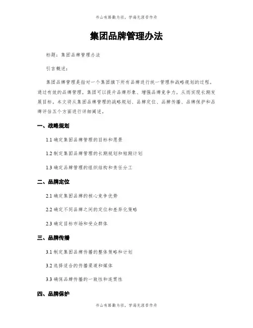 集团品牌管理办法