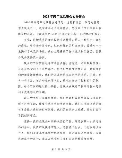 2024年跨年元旦晚会心得体会