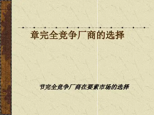 完全竞争厂商的选择概述(PPT 56张)