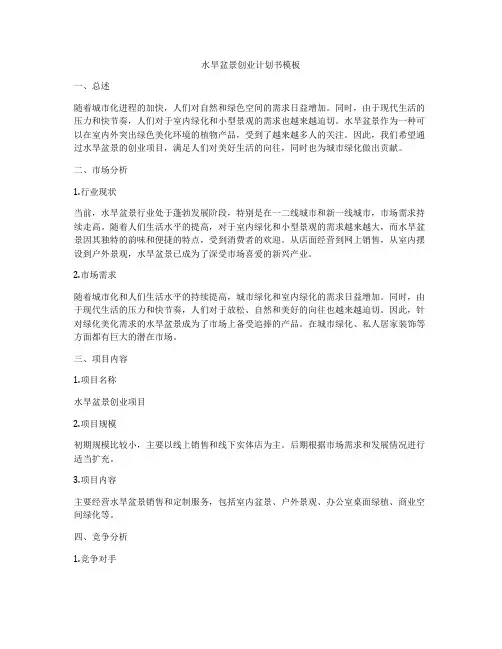 水旱盆景创业计划书模板