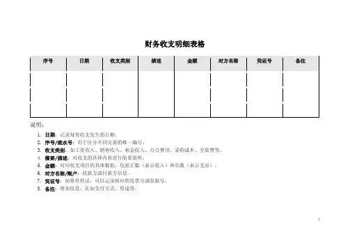 财务收支明细表格