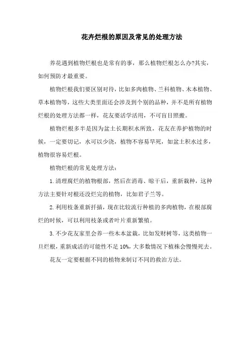 花卉烂根的原因及常见的处理方法