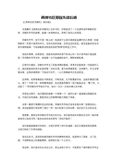 两弹功臣邓稼先读后感