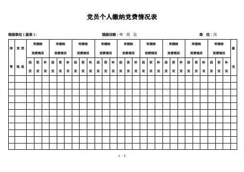 党员个人缴纳党费情况表