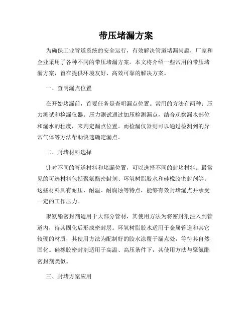 带压堵漏方案