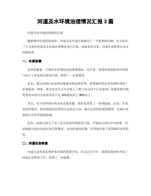 河道及水环境治理情况汇报3篇
