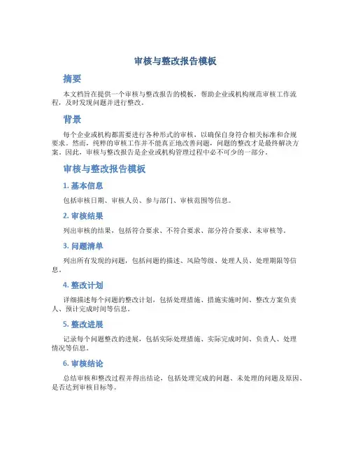 审核与整改报告模板