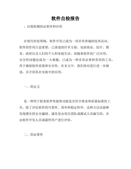 软件自检报告