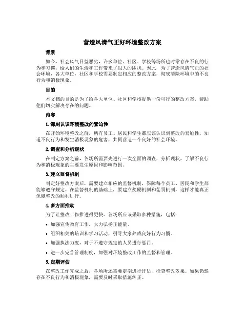 营造风清气正好环境整改方案