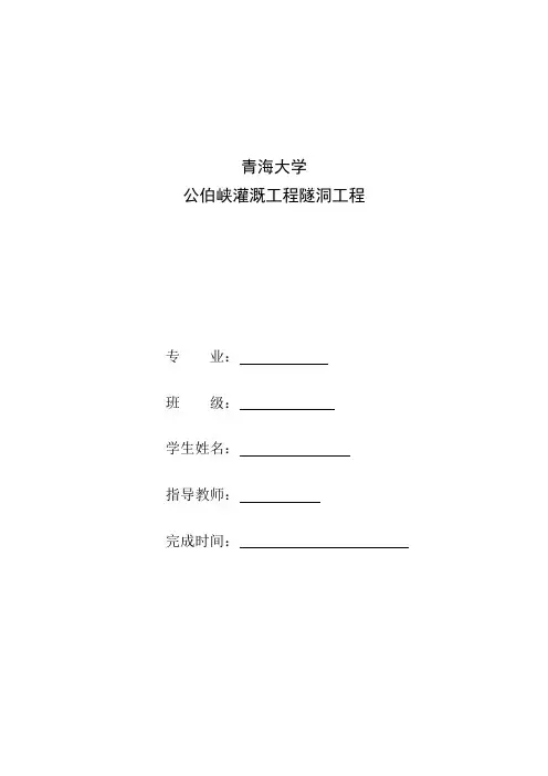 隧洞参数计算表