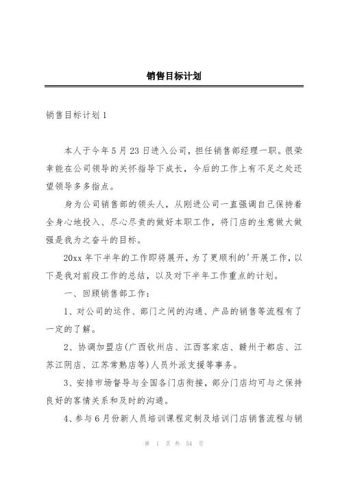 销售目标计划