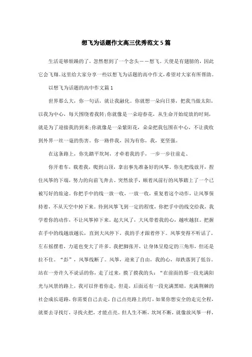 想飞为话题作文高三优秀范文5篇