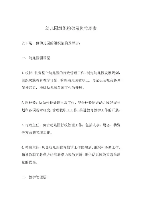 幼儿园组织构架及岗位职责