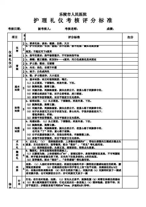 护理礼仪考核评分标准