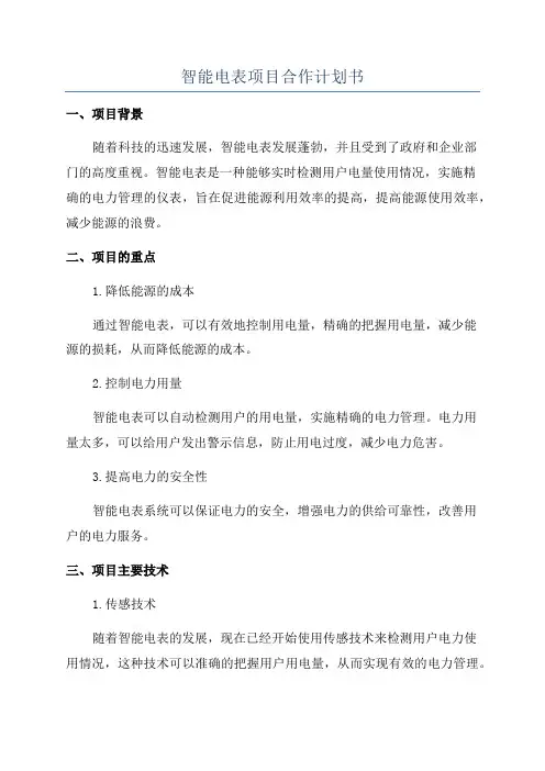 智能电表项目合作计划书