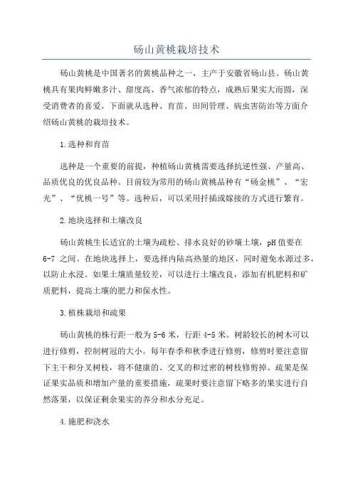 砀山黄桃栽培技术