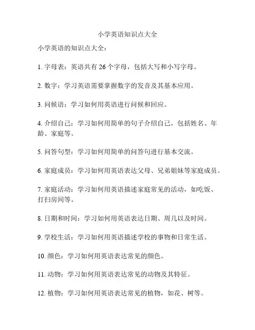 小学英语知识点大全