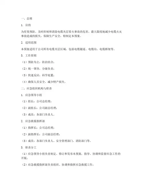 电缆夹层着火事故应急预案