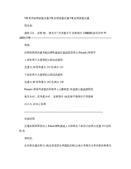 VR常用材质参数设置.