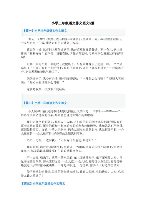 小学三年级语文作文范文5篇