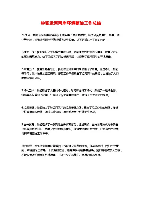 钟张运河两岸环境整治工作总结