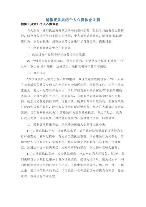 辅警正风肃纪个人心得体会3篇
