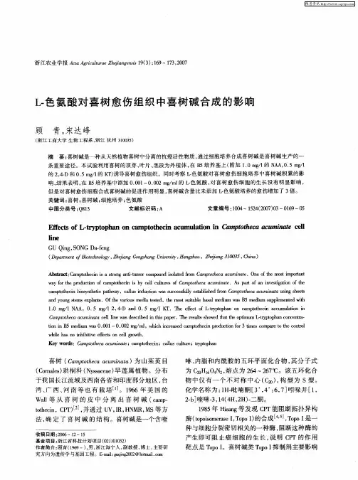 L-色氨酸对喜树愈伤组织中喜树碱合成的影响