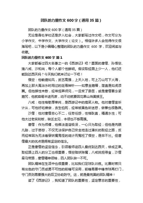 团队的力量作文600字（通用35篇）