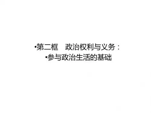 高一政治人教版必修2课件：第1课 第2框 政治权利与义务：参与政治生活的基础