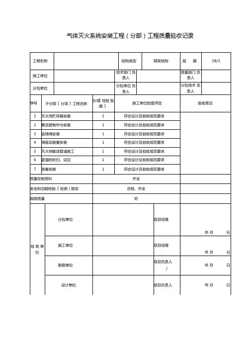 分部工程质量验收记录表