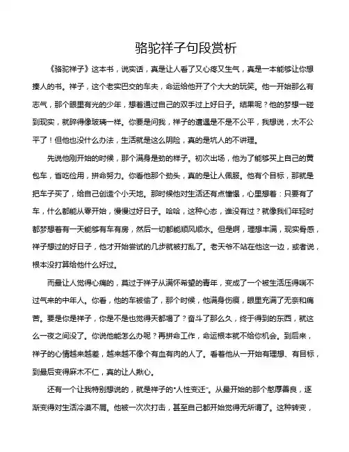 骆驼祥子句段赏析