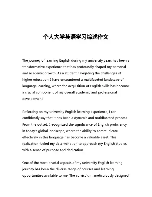 个人大学英语学习综述作文