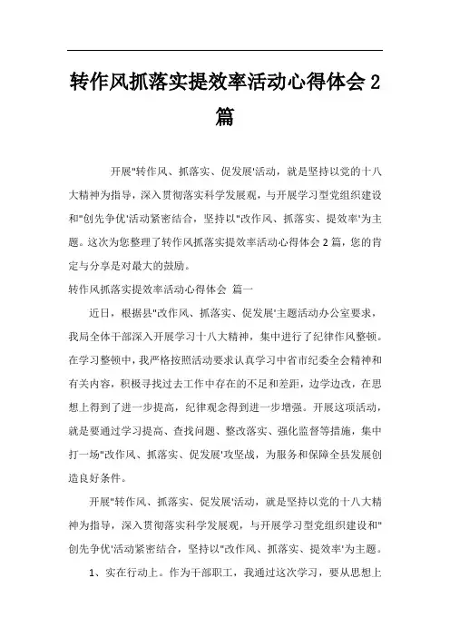 转作风抓落实提效率活动心得体会2篇