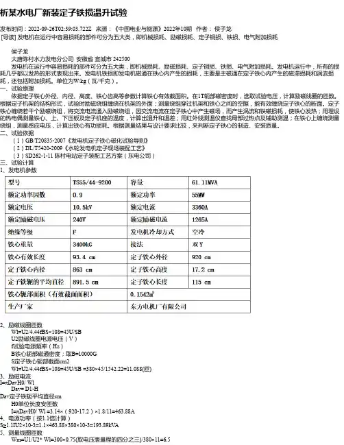 析某水电厂新装定子铁损温升试验