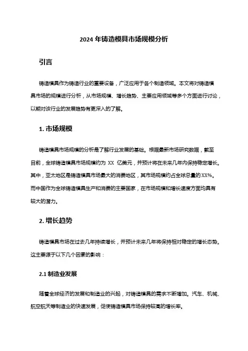 2024年铸造模具市场规模分析