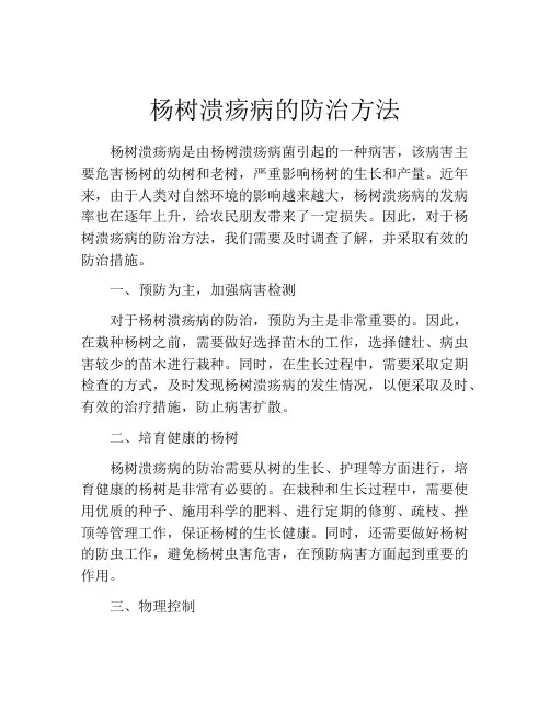 杨树溃疡病的防治方法