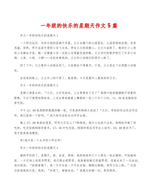 一年级的快乐的星期天作文5篇