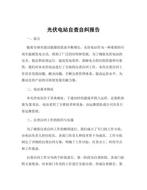 光伏电站自查自纠报告