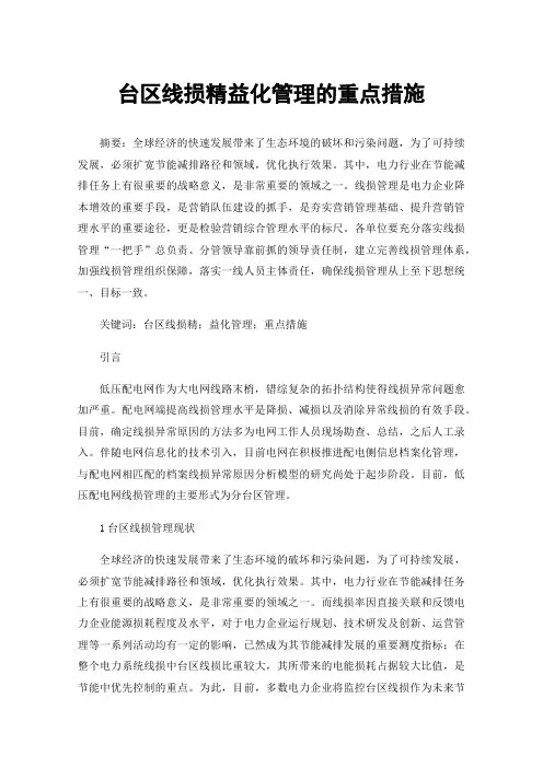 台区线损精益化管理的重点措施